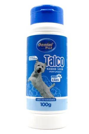 TALCO BANHO SECO GENIAL PET CÃES 100GR C/ 1 COLOCNIA GRATIS