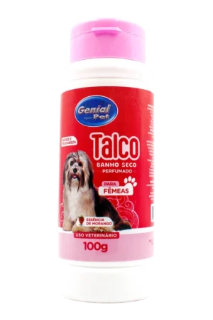 TALCO BANHO SECO GENIAL PET MORANGO FÊMEA 100GR